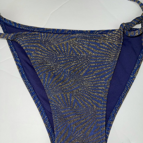 Koral Swim String Bikini Bottoms Blue Gold M - Picture 6 of 11